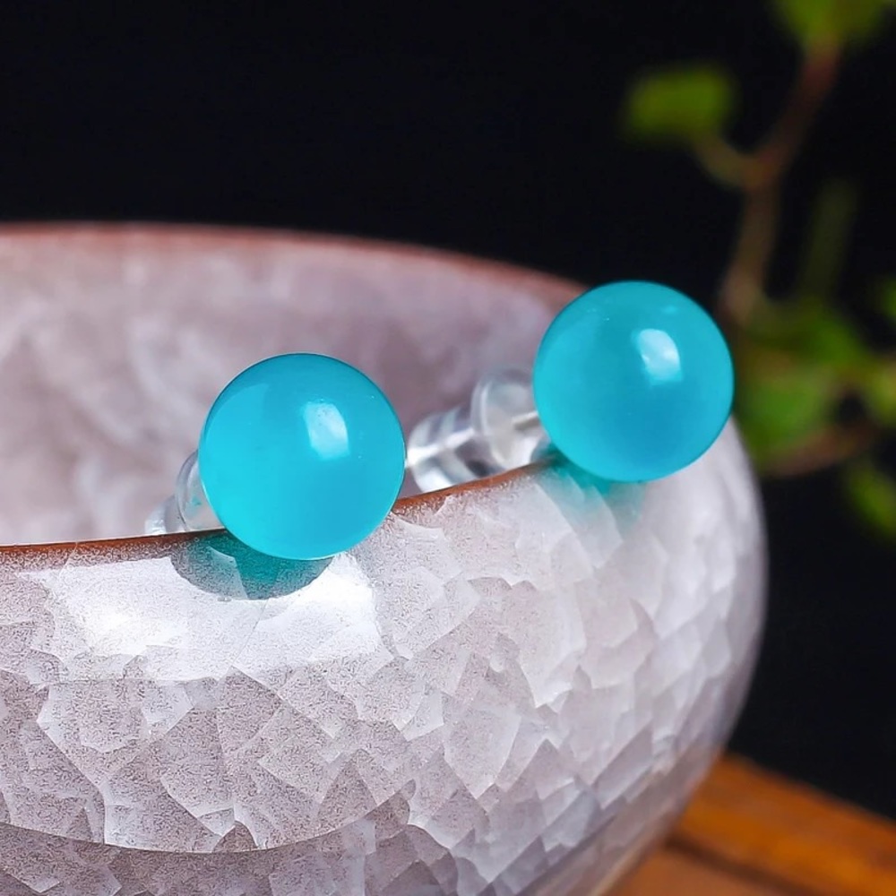 LAST 1! TIFFANY BLUE AMAZONITE STUD EARRINGS
